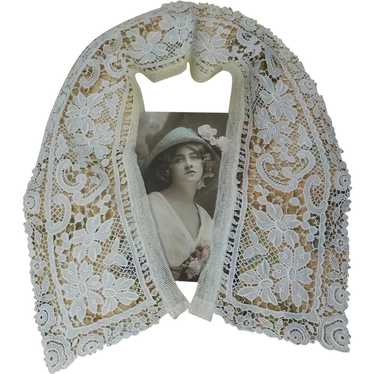 ANTIQUE French Lace Collar,Mixed French Lace,Flap… - image 1