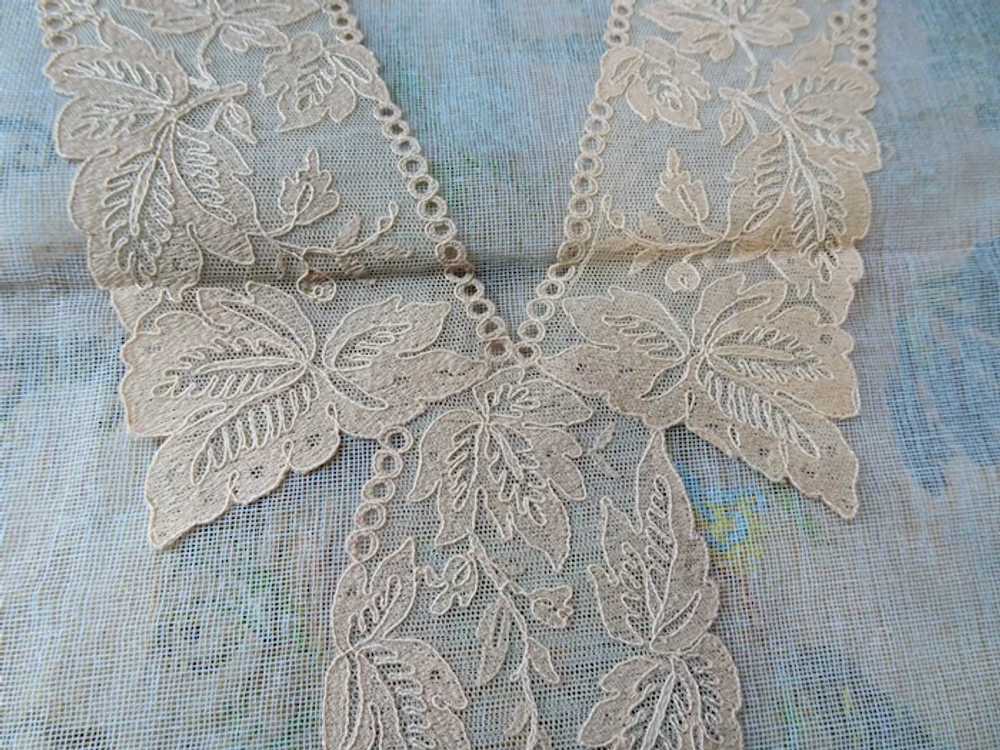 1920s Antique ART DECO French Netted Lace Embroid… - image 2