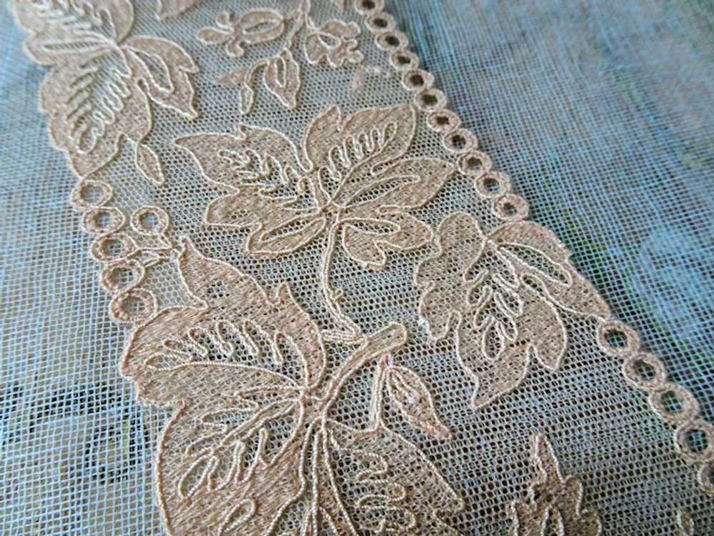 1920s Antique ART DECO French Netted Lace Embroid… - image 4