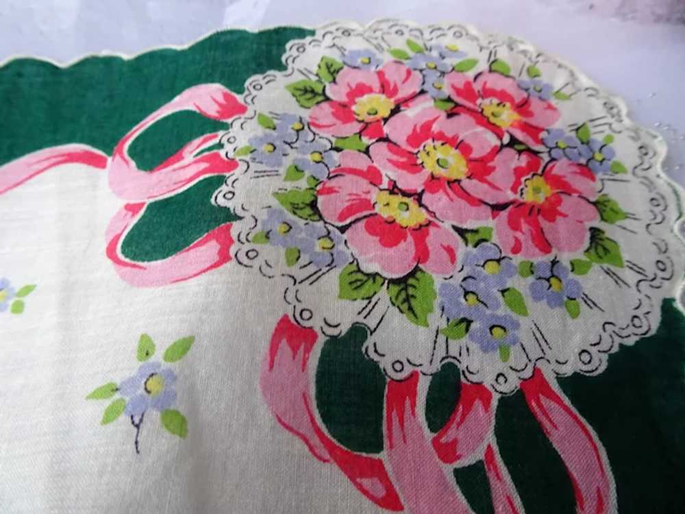 GORGEOUS Vintage Printed Floral Hanky Colorful Fl… - image 3