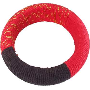 Handmade Red, Black, Gold Cotton Thread Armband |… - image 1