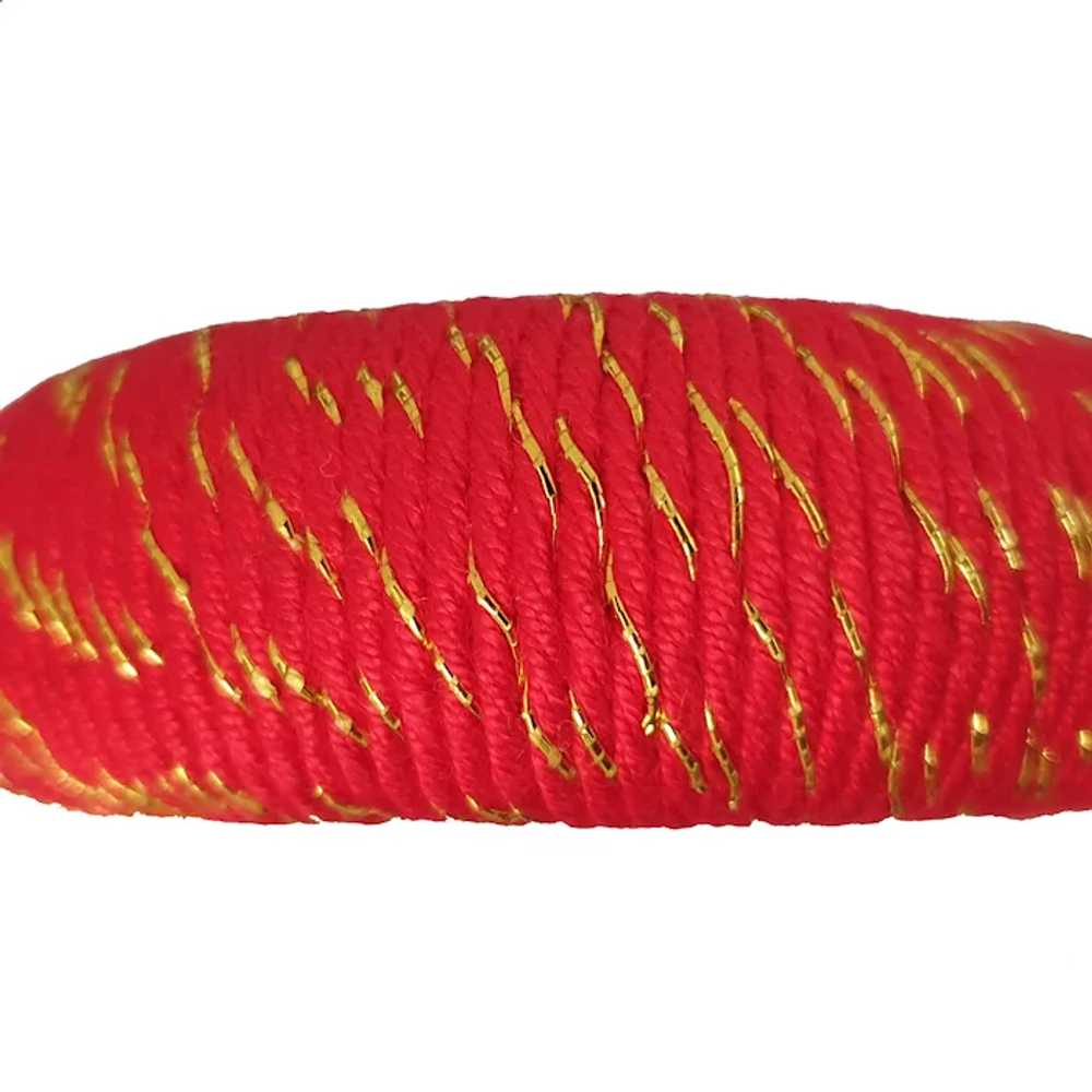 Handmade Red, Black, Gold Cotton Thread Armband |… - image 2