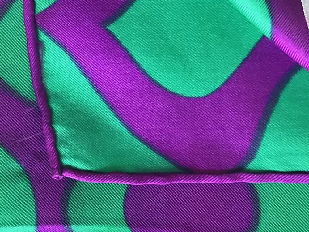 Vintage 1960's Green and Purple Silk Blend Rectan… - image 4