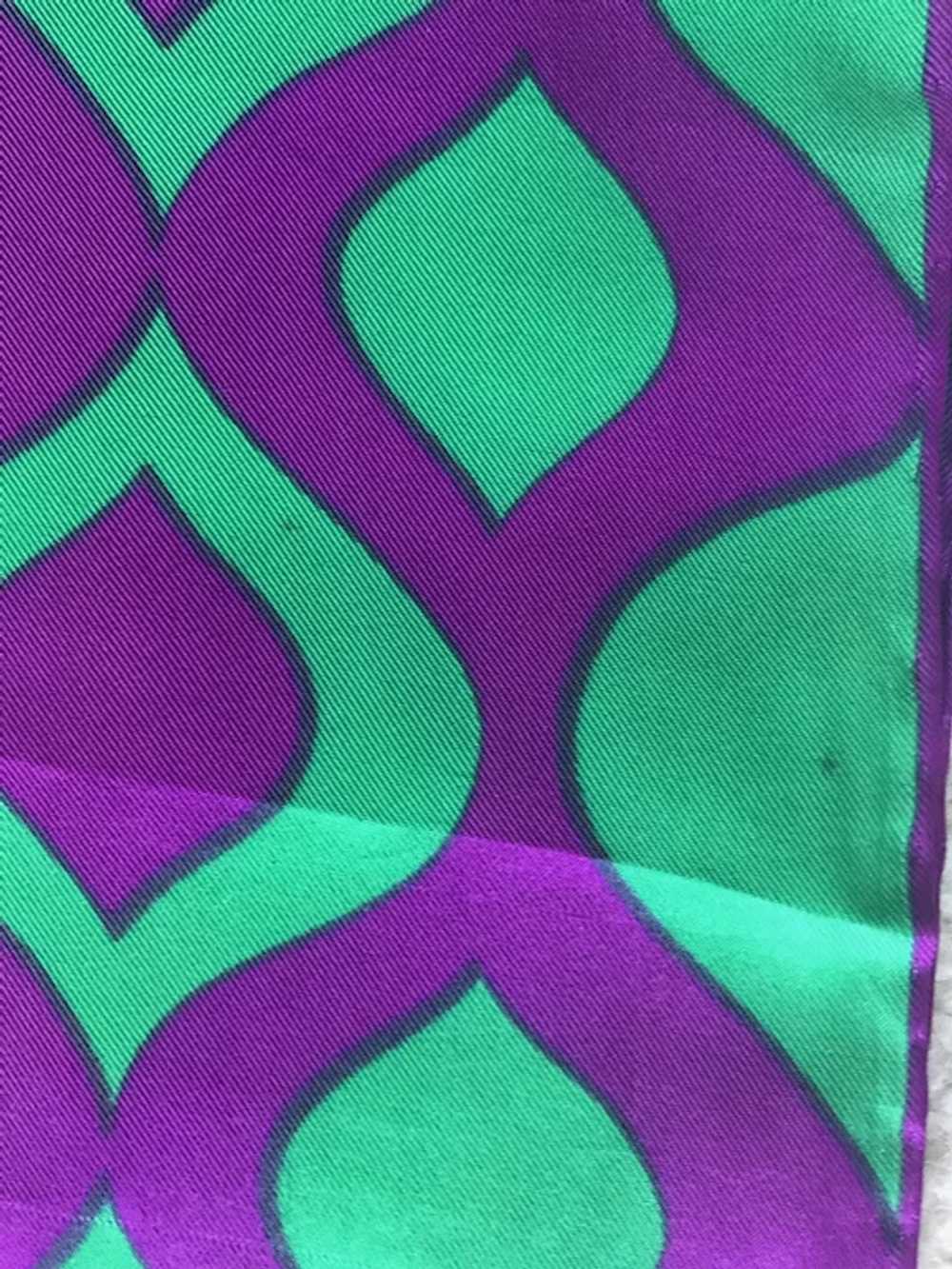 Vintage 1960's Green and Purple Silk Blend Rectan… - image 7