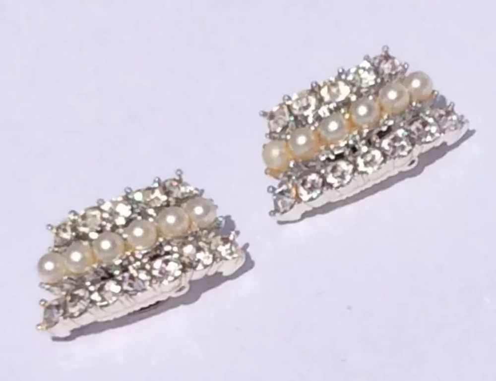 Sarah Coventry Faux Pearl Rhinestone Shoe Clips - image 3