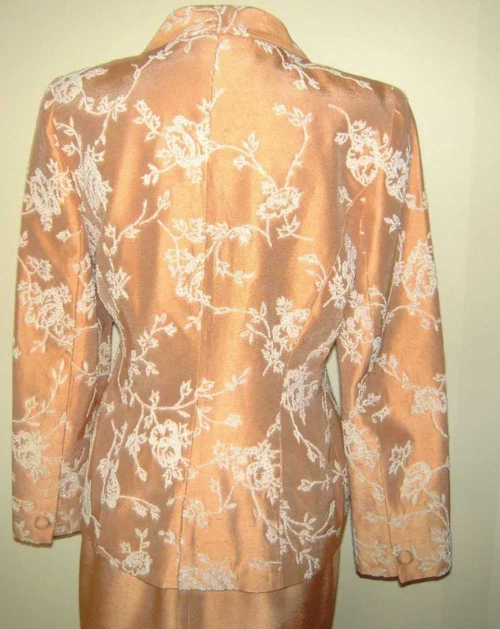 Vintage Peach Tan Suit with White Beading - image 2