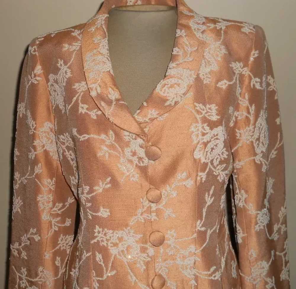 Vintage Peach Tan Suit with White Beading - image 4