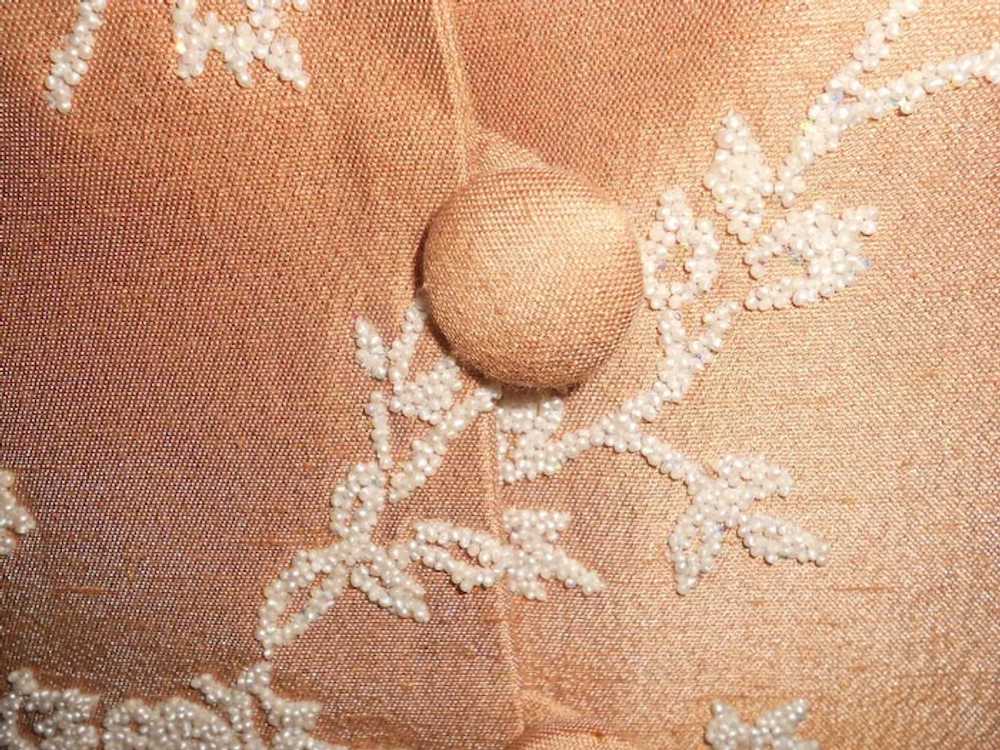 Vintage Peach Tan Suit with White Beading - image 8