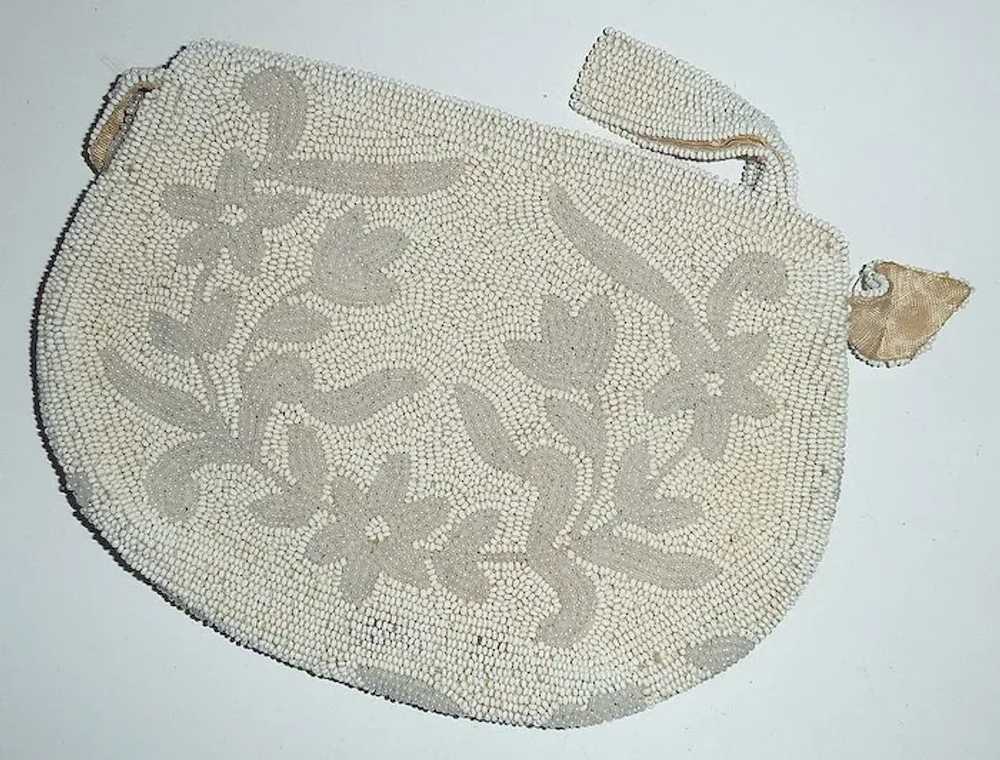 White on White Glass Seed Bead Small Clutch Purse - image 6