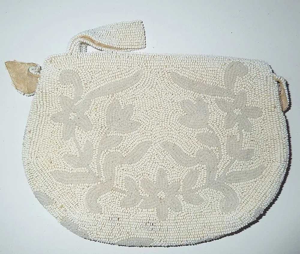 White on White Glass Seed Bead Small Clutch Purse - image 7