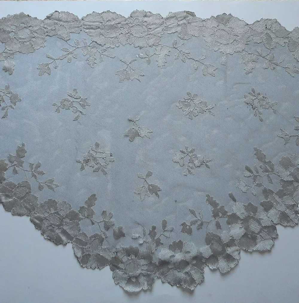 Lace Mantilla Black Gray Vintage Hand Done Needle… - image 3