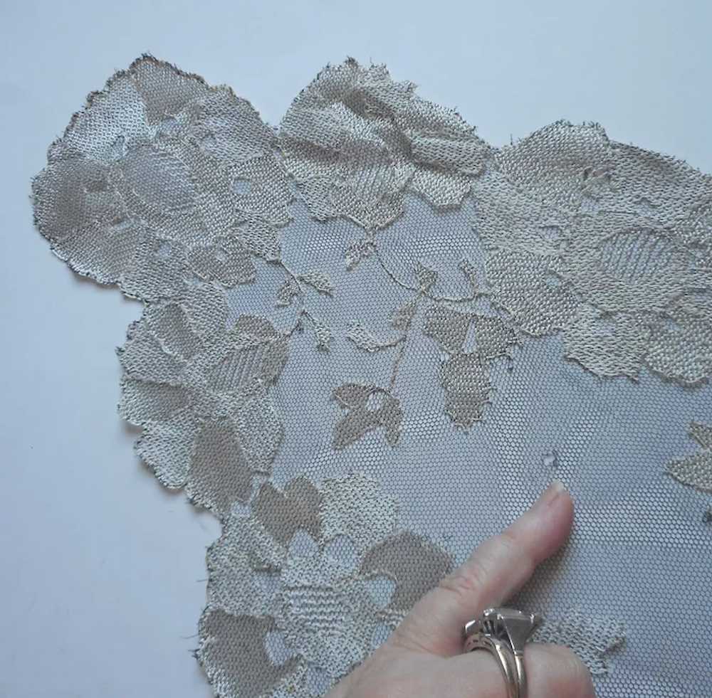 Lace Mantilla Black Gray Vintage Hand Done Needle… - image 7