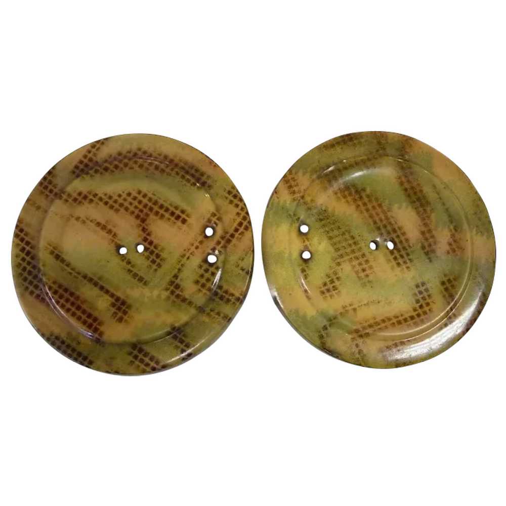 Art Deco 2 Piece Celluloid Button Buckle - image 1