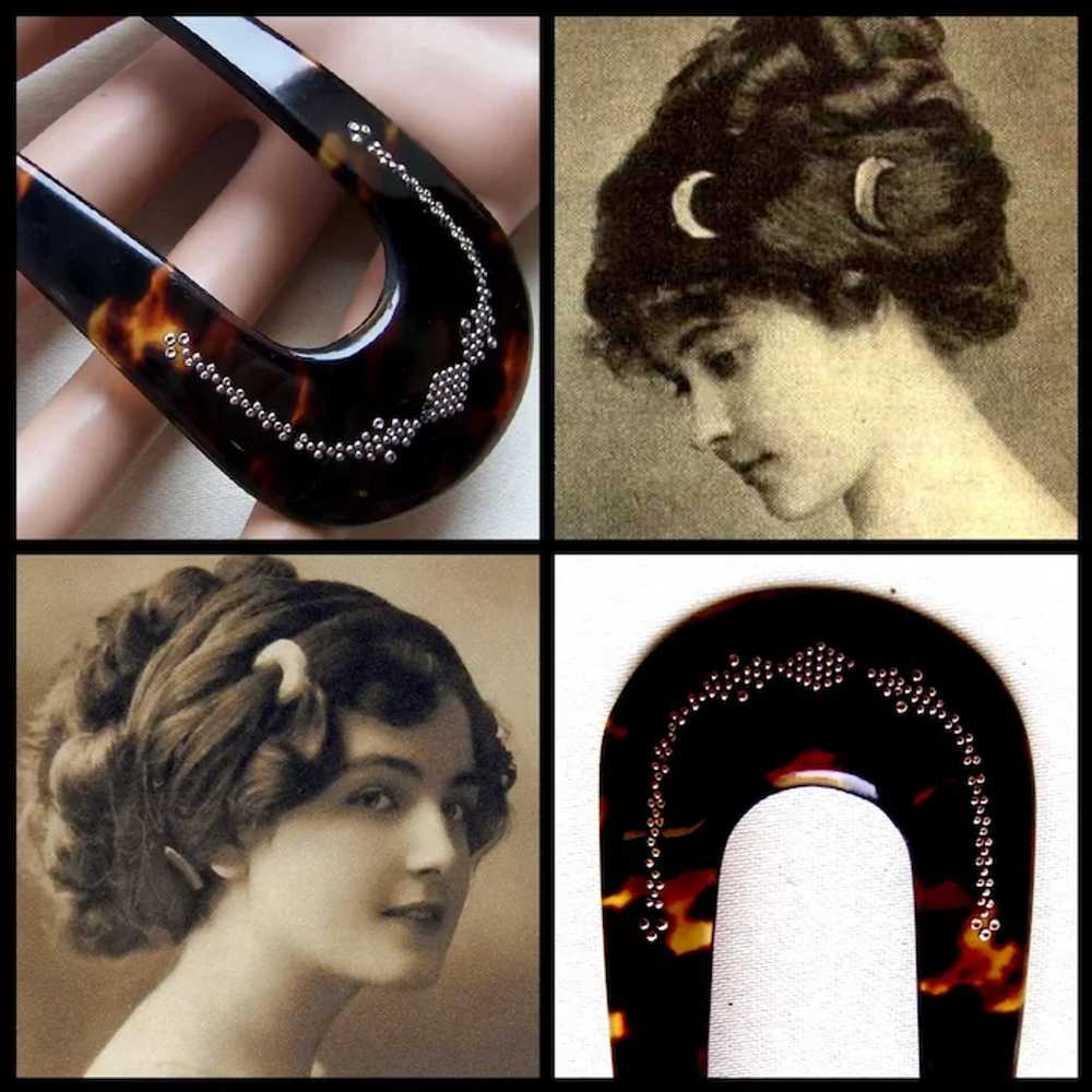 Late Victorian faux tortoiseshell pique hair comb… - image 9