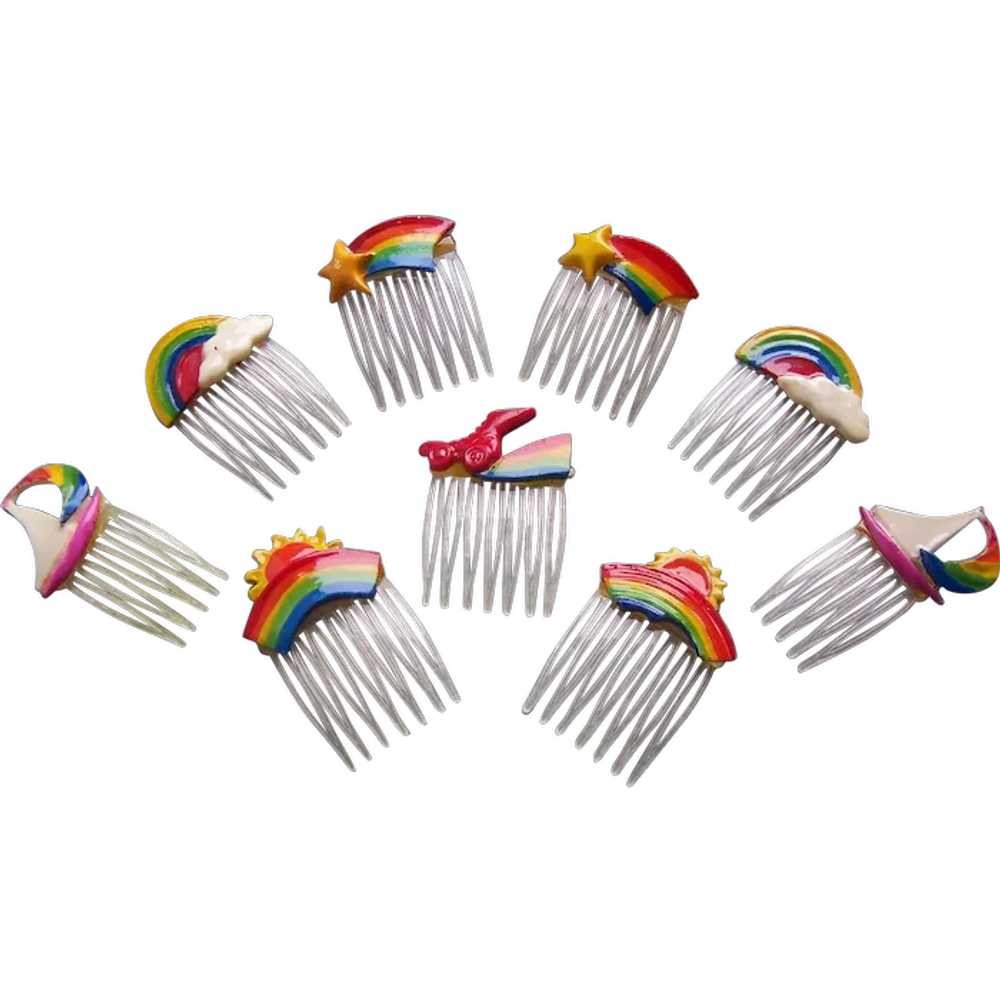 Nine miniature hair combs for doll or child - image 1