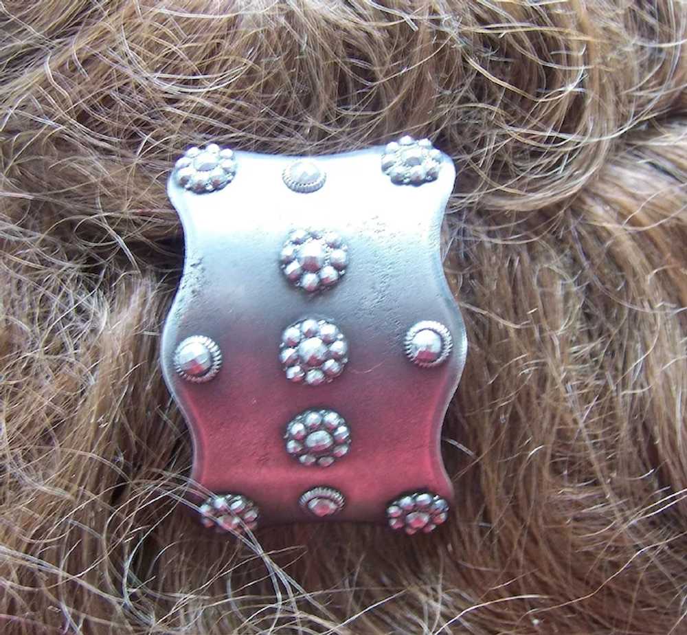 Mid Victorian hinged hair comb cut steel buckle d… - image 3