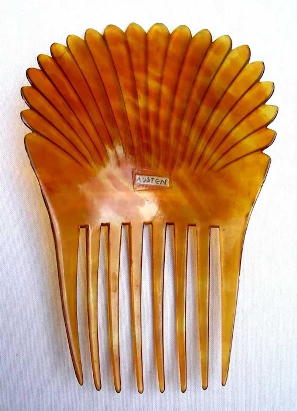 Victorian hair comb amber dyed steer horn Spanish… - image 4