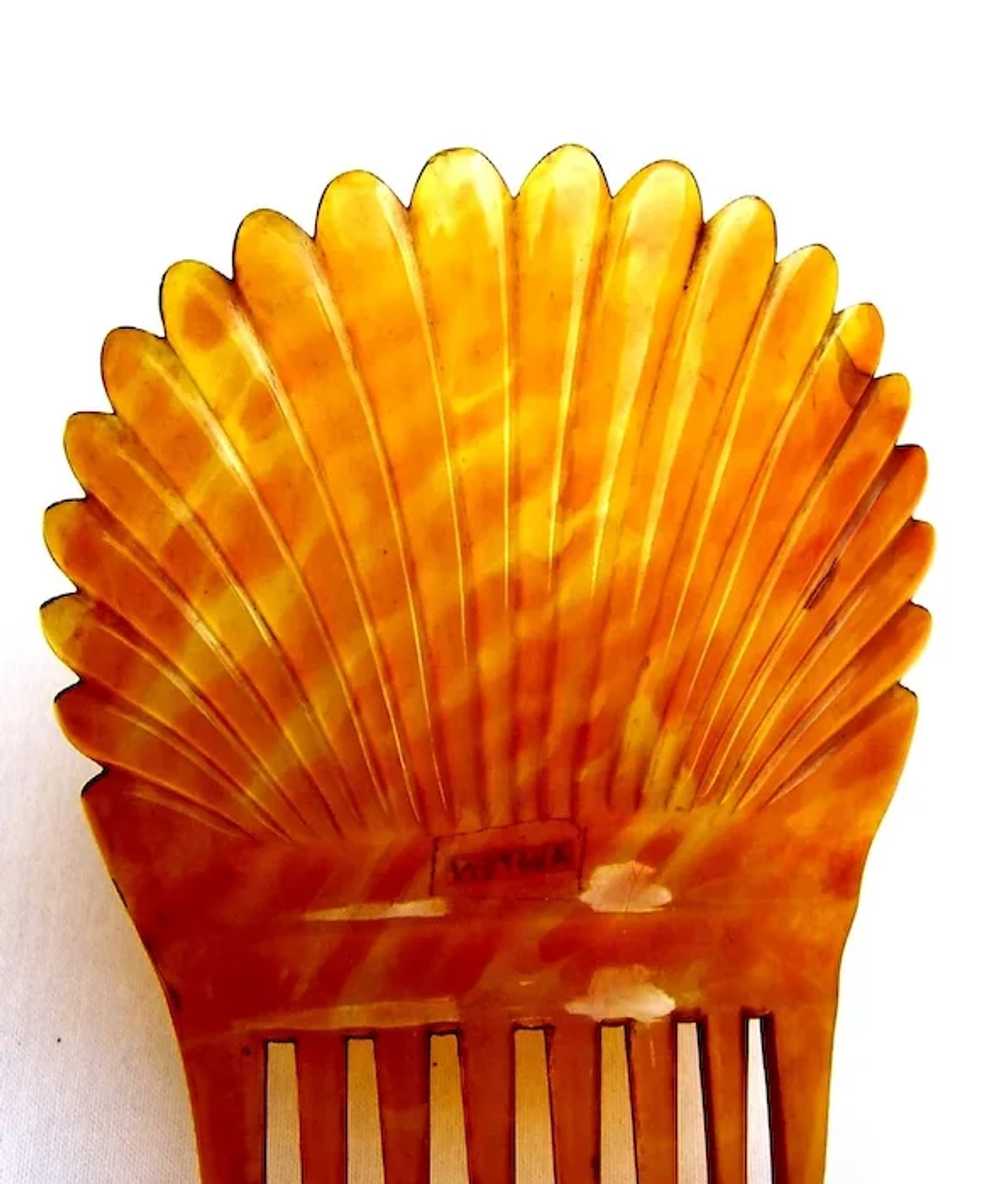 Victorian hair comb amber dyed steer horn Spanish… - image 8