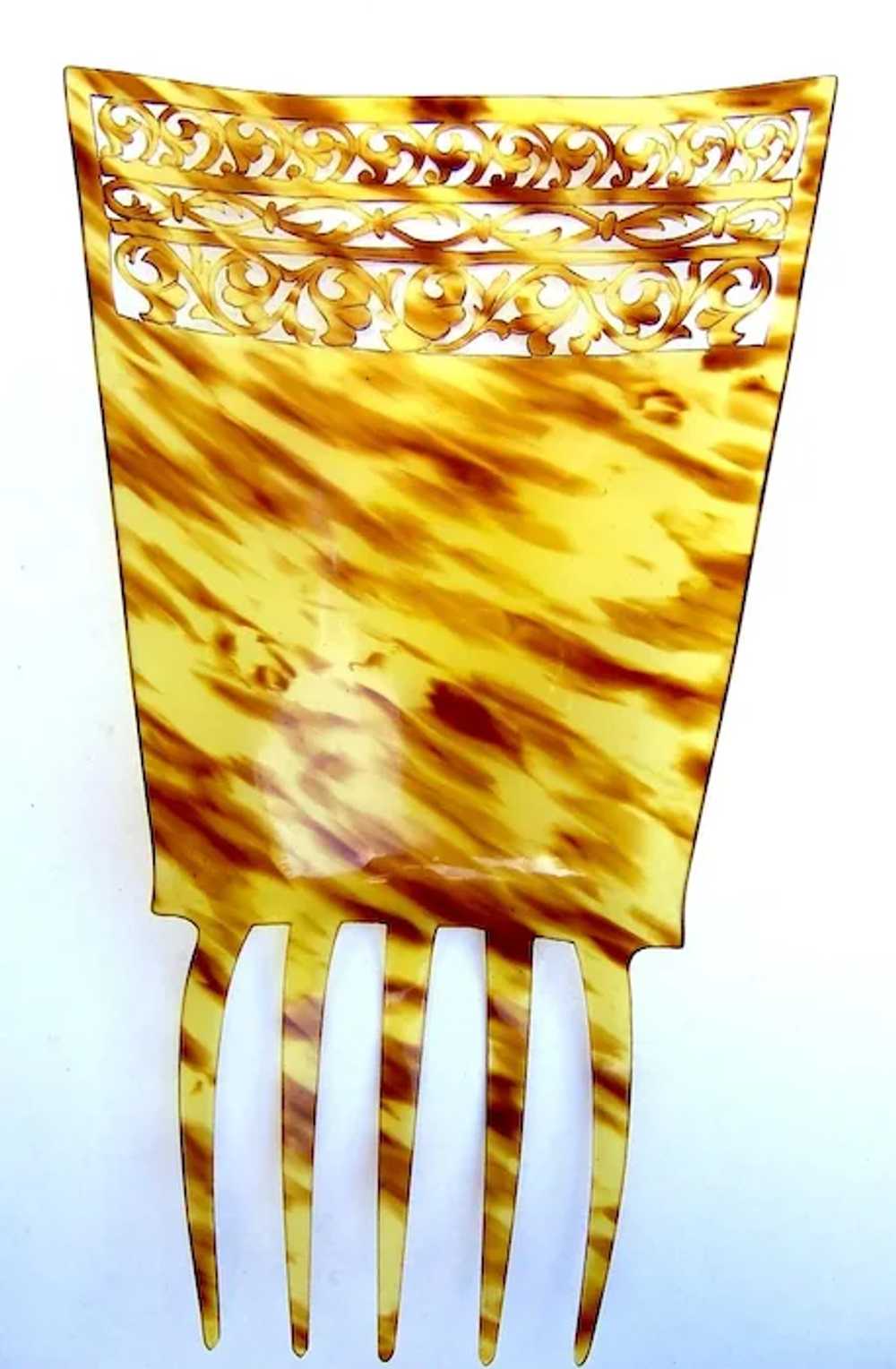 Oversized Spanish mantilla comb Art Deco faux tor… - image 7