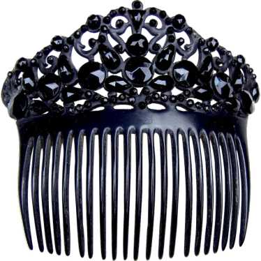 French jet hair comb Victorian mourning hair acce… - image 1