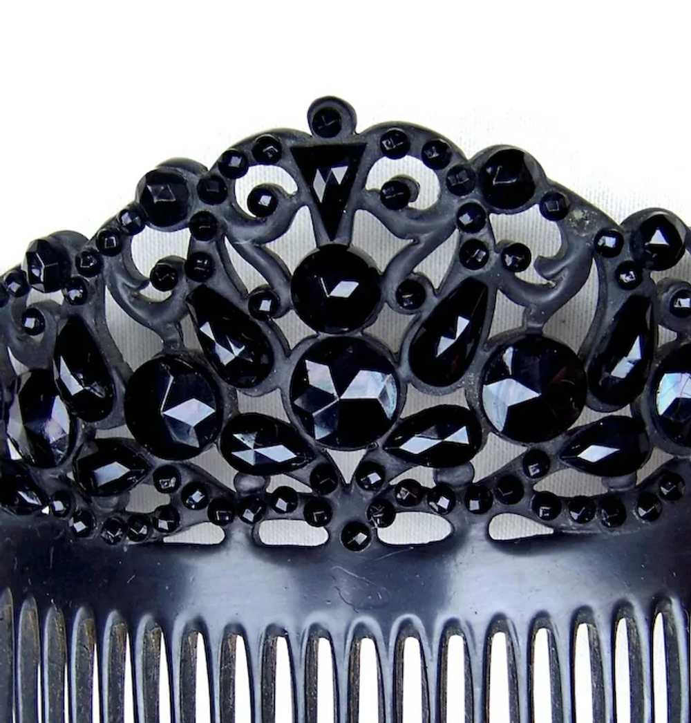 French jet hair comb Victorian mourning hair acce… - image 3