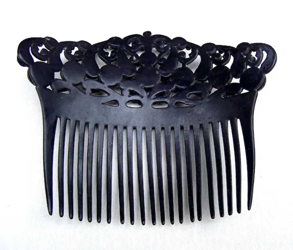 French jet hair comb Victorian mourning hair acce… - image 6