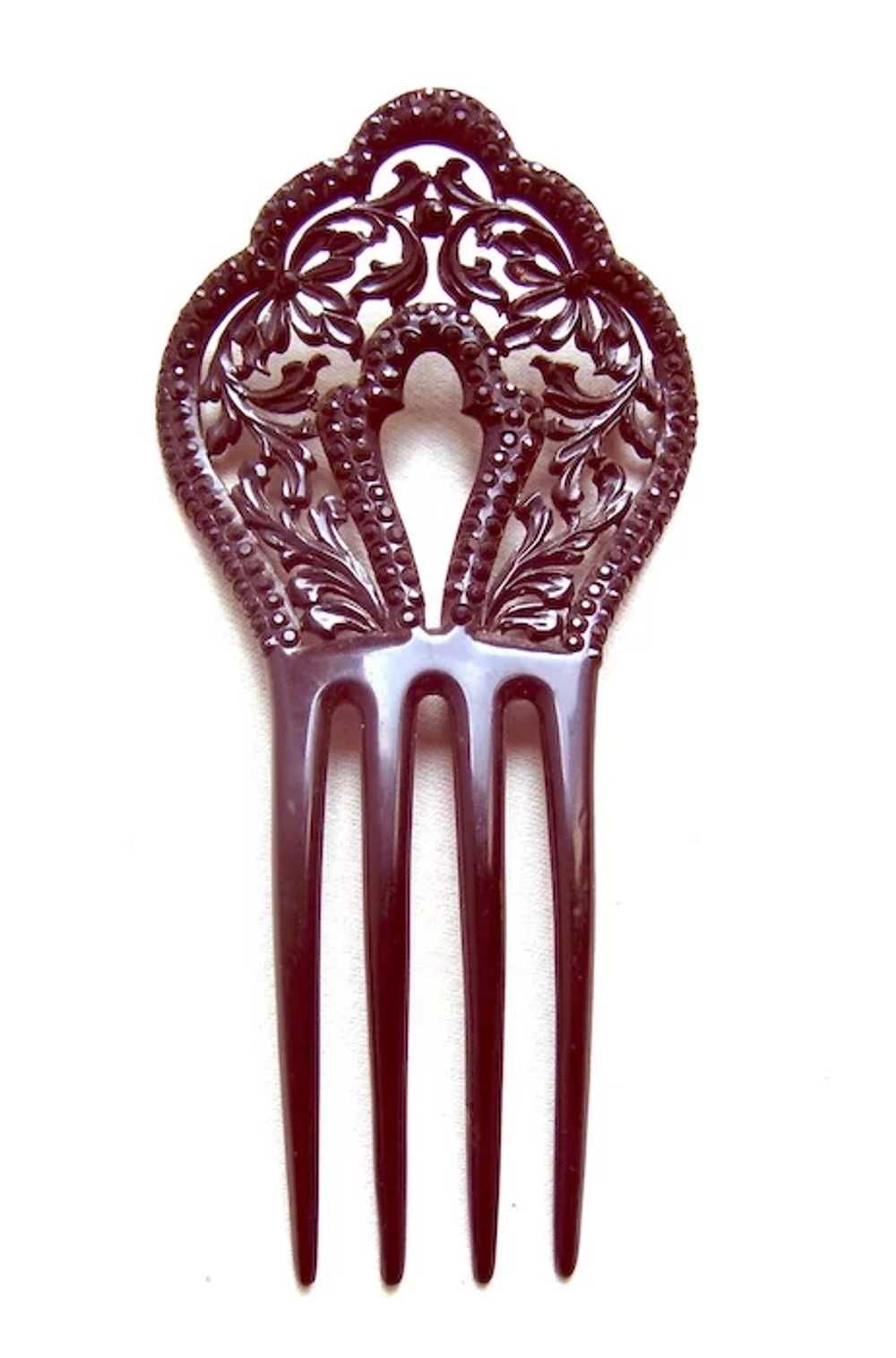Late Victorian hair comb French jet mourning hair… - image 3
