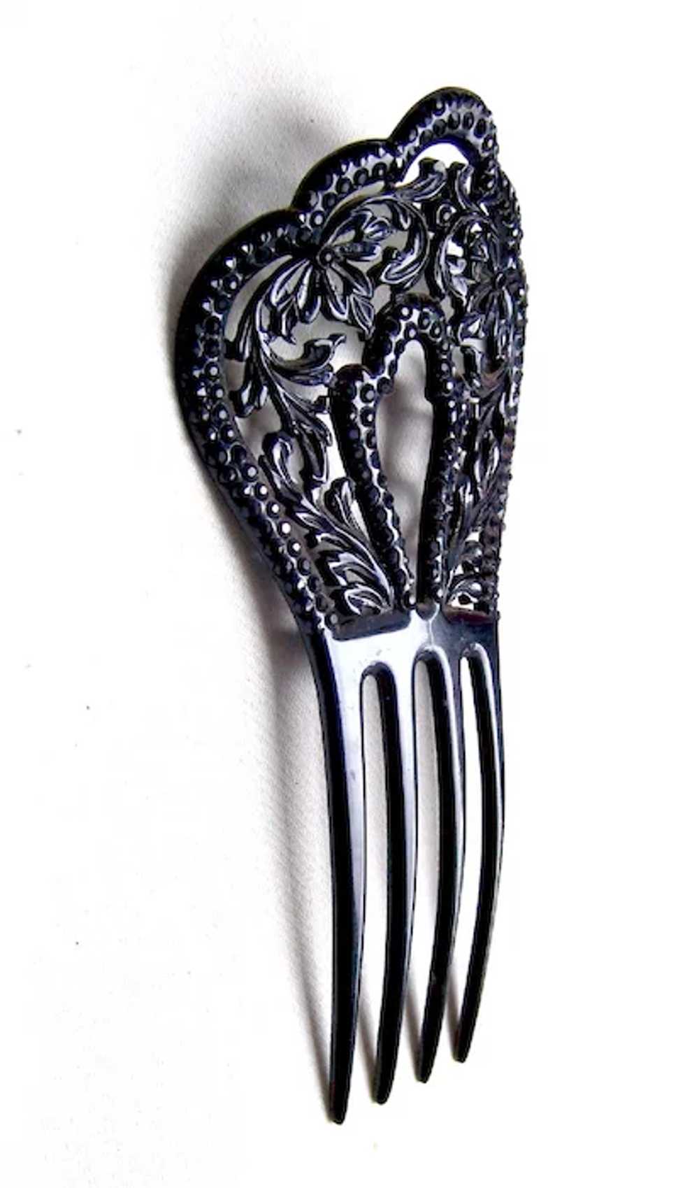 Late Victorian hair comb French jet mourning hair… - image 5