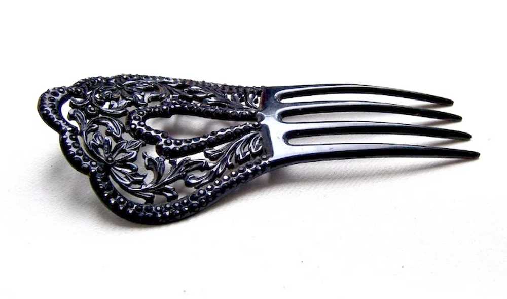 Late Victorian hair comb French jet mourning hair… - image 7