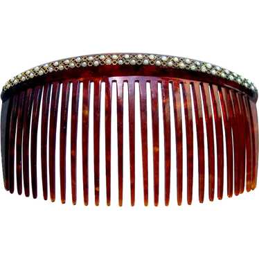 Late Victorian hair comb faux pearl back comb hai… - image 1