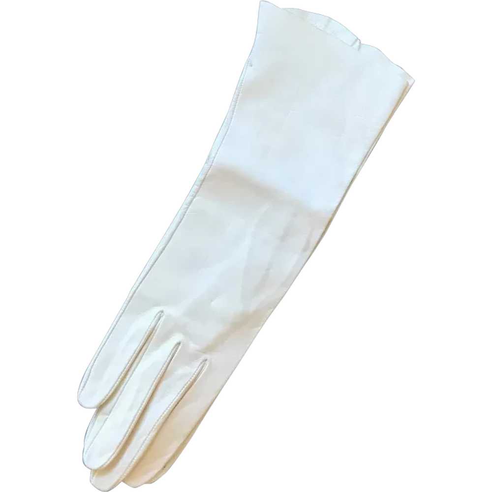 Ladies White Leather Gloves - image 1