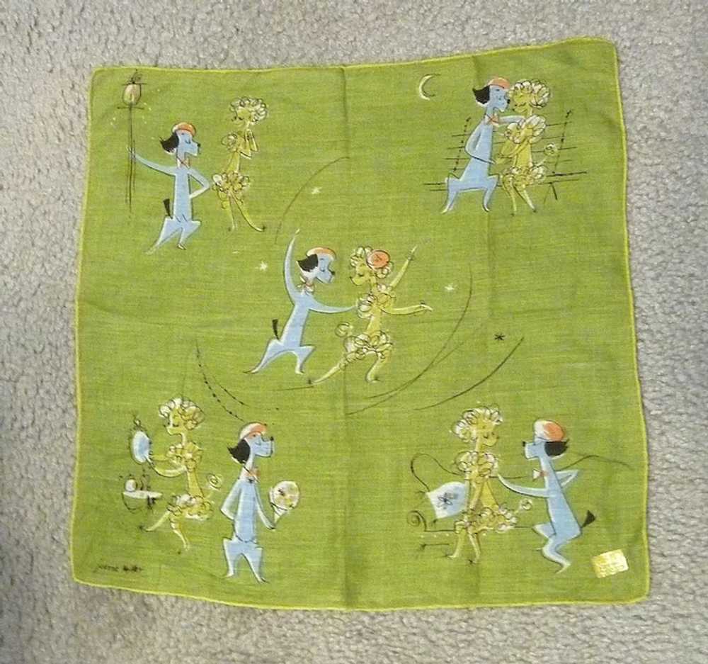 Vintage Cotton JEANNE MILLER Novelty Hankie Handk… - image 2