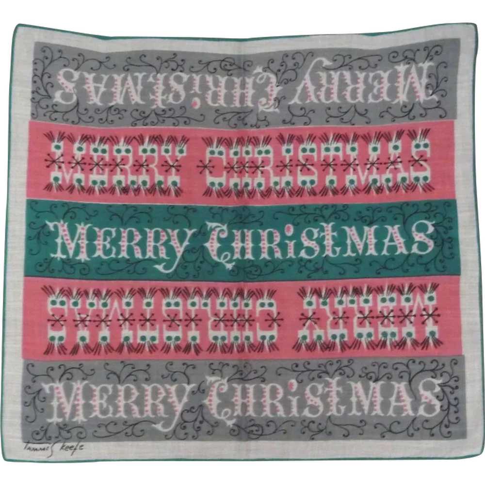 Tammis Keefe Unusual Christmas Xmas Hanky Handker… - image 1