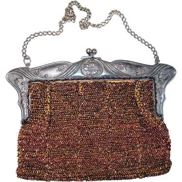 brown seed bead german silver handbag