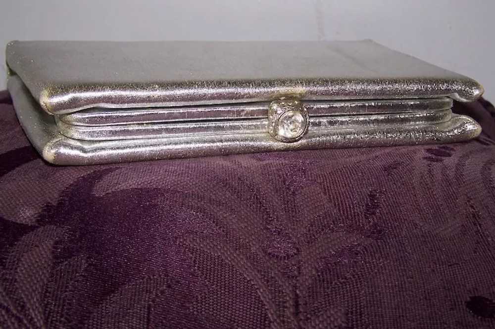 After Five Silver Lame` Clutch Coin Purse 24 Rhin… - image 3