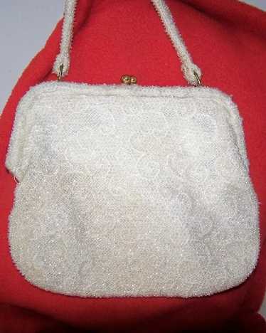 Vintage White Beaded Handbag  Great for a Wedding