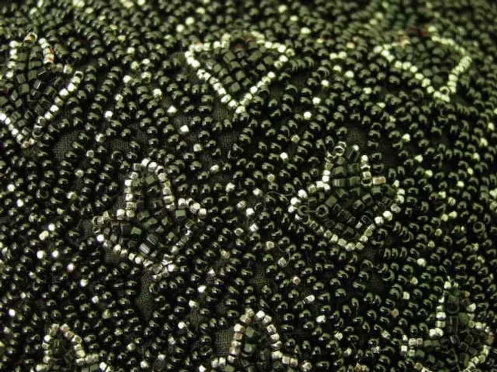 Small Made IN France Purse Black Beaded w Rhinest… - image 2