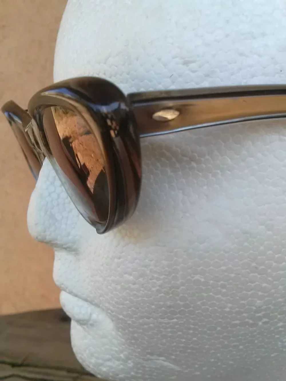 1960s Cat Eye Glasses Root Beer w Bronze Fade Sz S - image 4