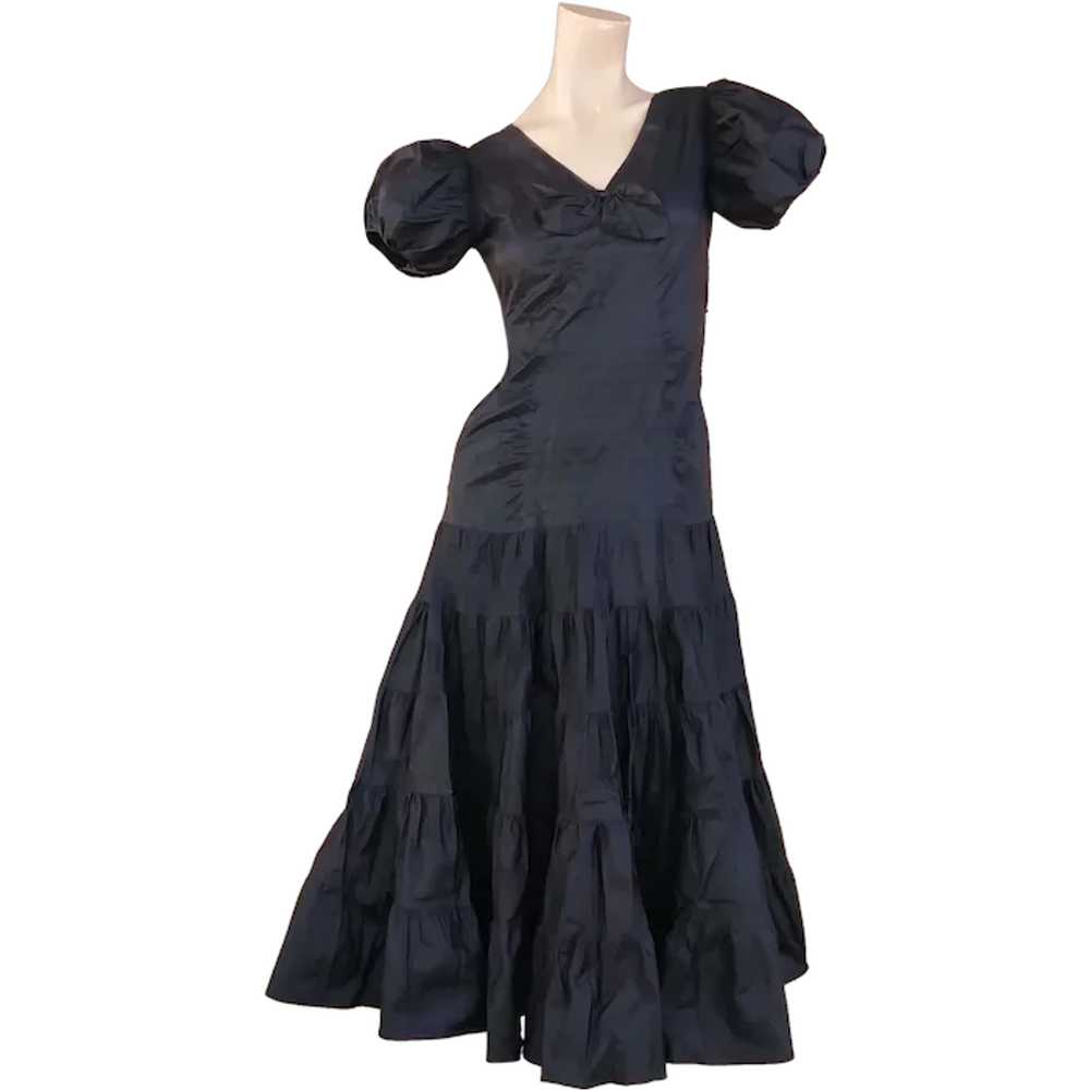 1930s Black Taffeta Evening Gown - image 1