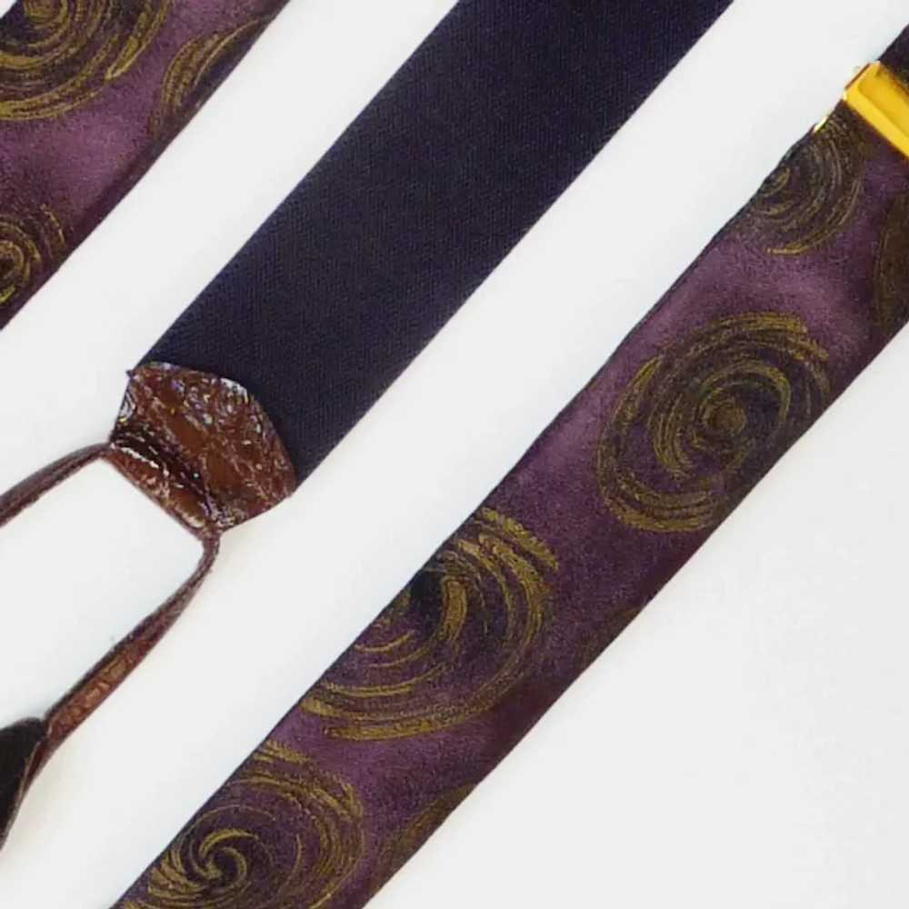 Whirlwind Brown on Purple Men Suspenders Braces - image 2