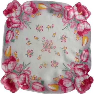 Bold Large Pink Tulip Handkerchief Hanky - image 1