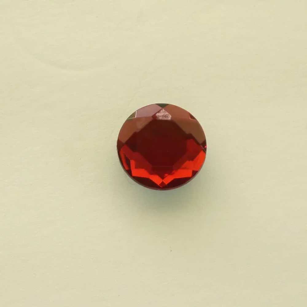 Three Beveled Red Rhinestone Round Plastic Button… - image 2