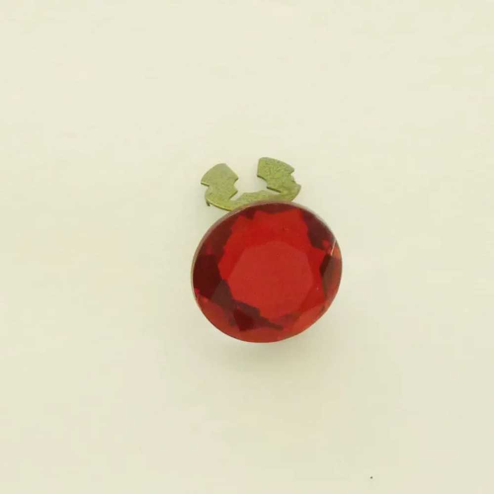 Three Beveled Red Rhinestone Round Plastic Button… - image 3