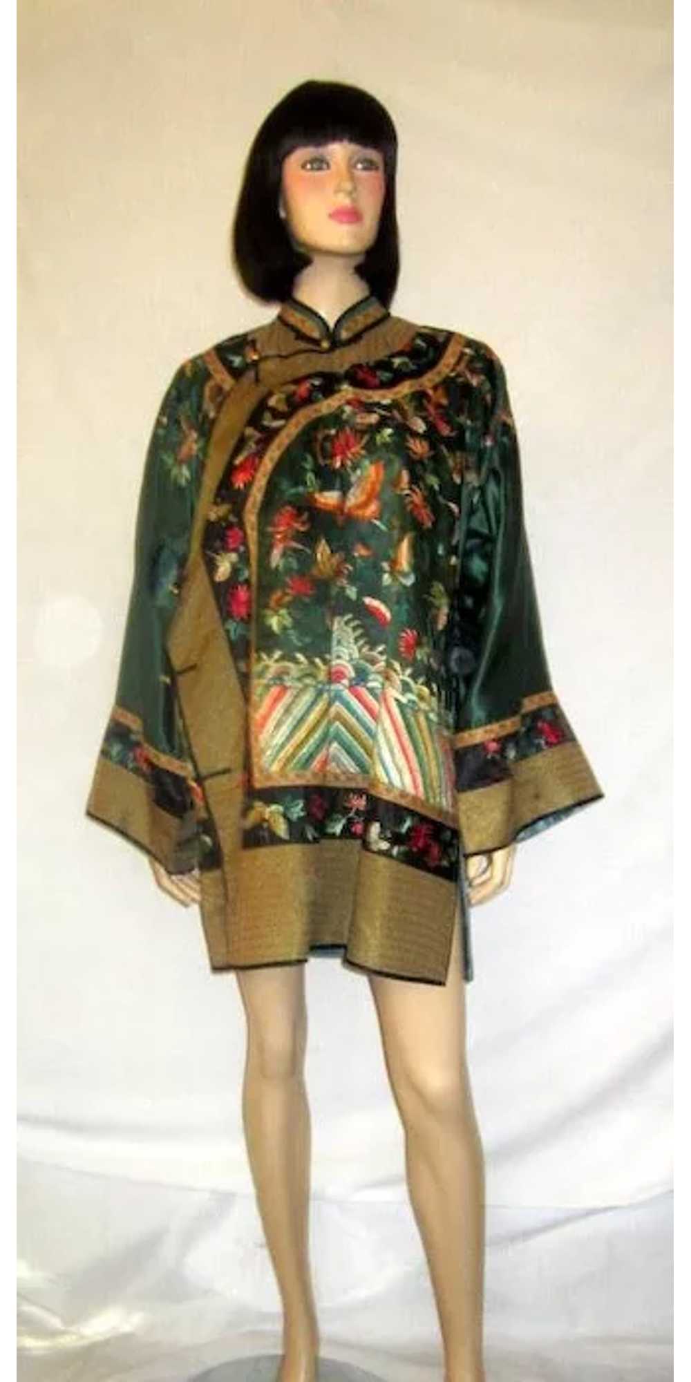 Forest Green Chinese Embroidered Jacket - image 2