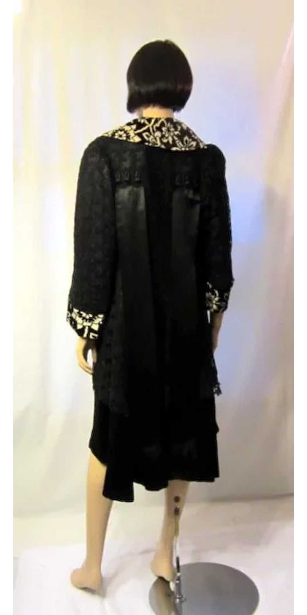 Black Satin Edwardian Coat with Black Lace Overlay - image 2