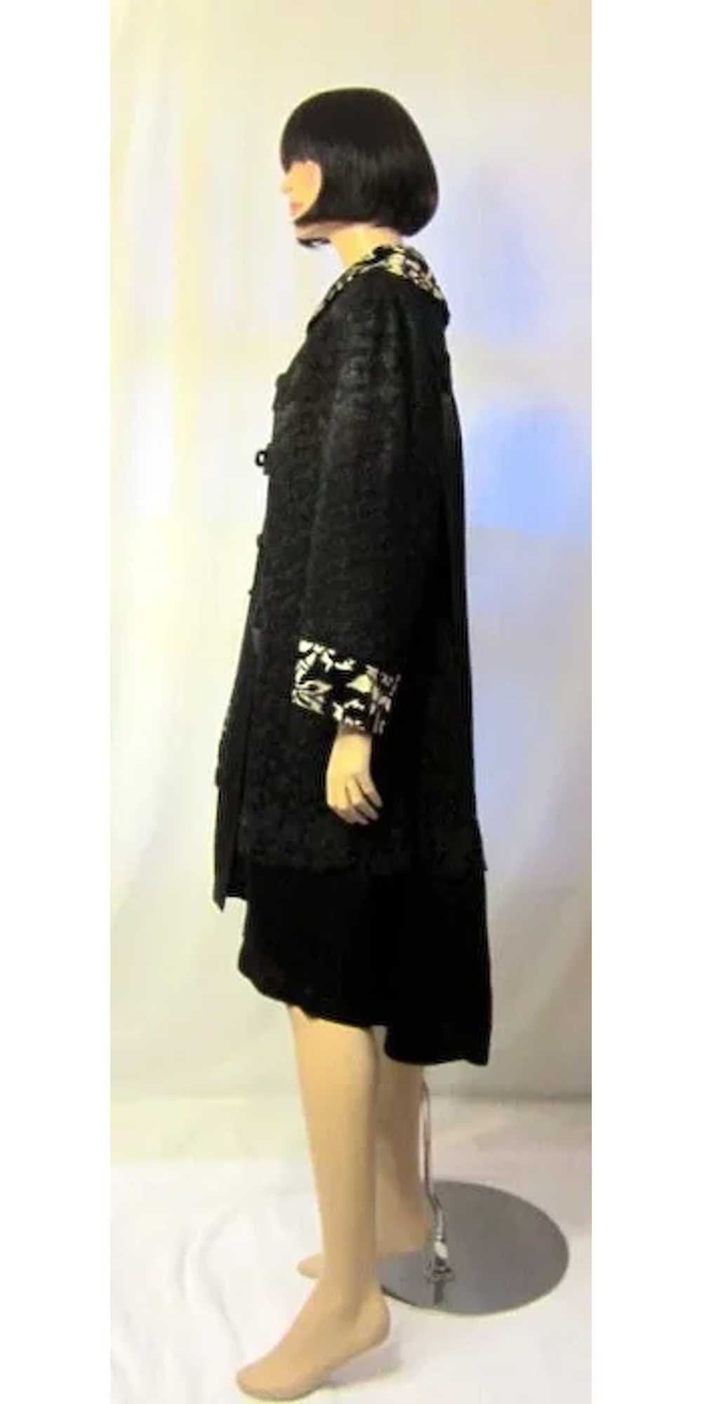 Black Satin Edwardian Coat with Black Lace Overlay - image 4