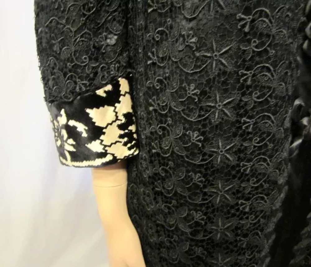 Black Satin Edwardian Coat with Black Lace Overlay - image 7