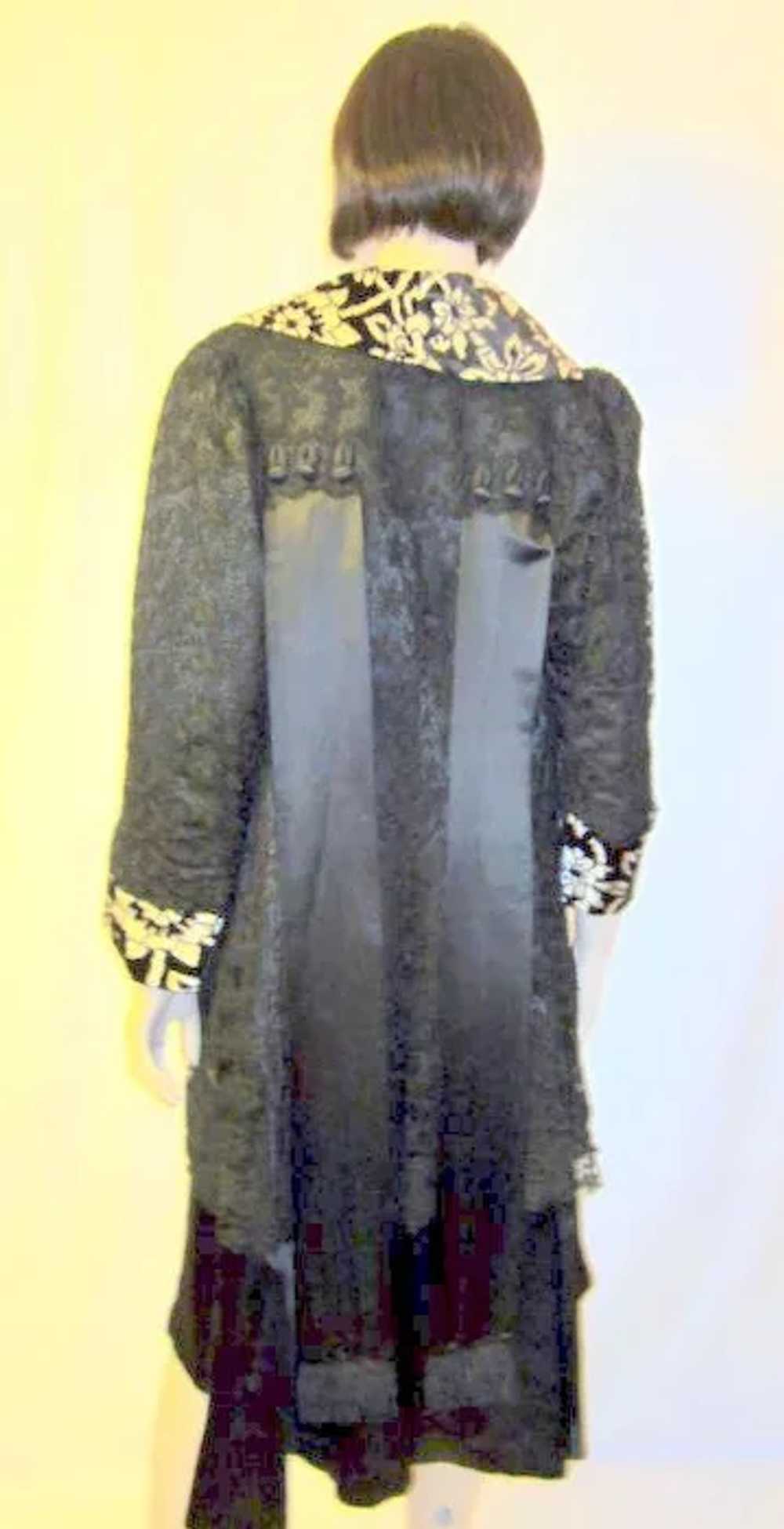 Black Satin Edwardian Coat with Black Lace Overlay - image 8