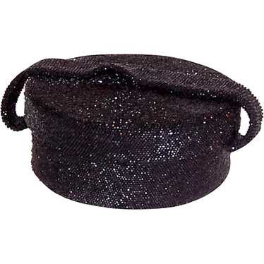 1940's Black Glass Beaded, Hat Box Shaped, Handbag - image 1