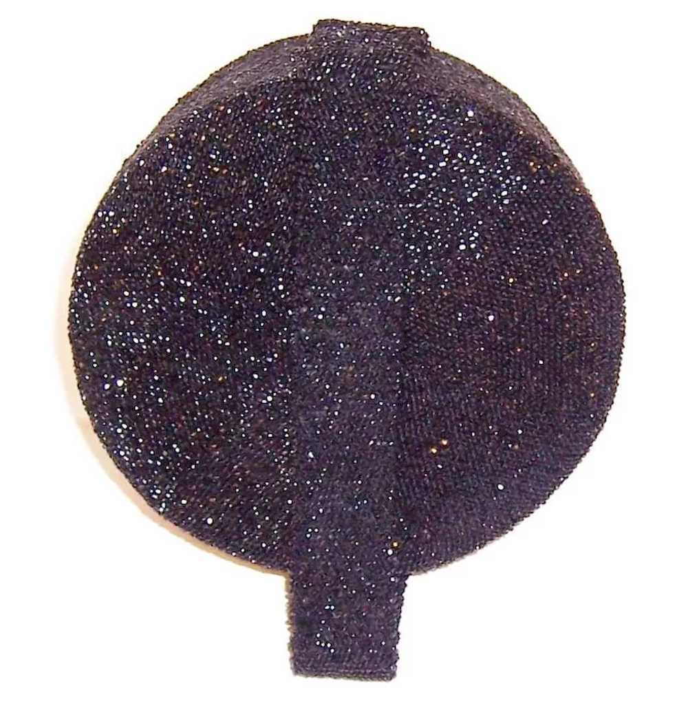 1940's Black Glass Beaded, Hat Box Shaped, Handbag - image 2